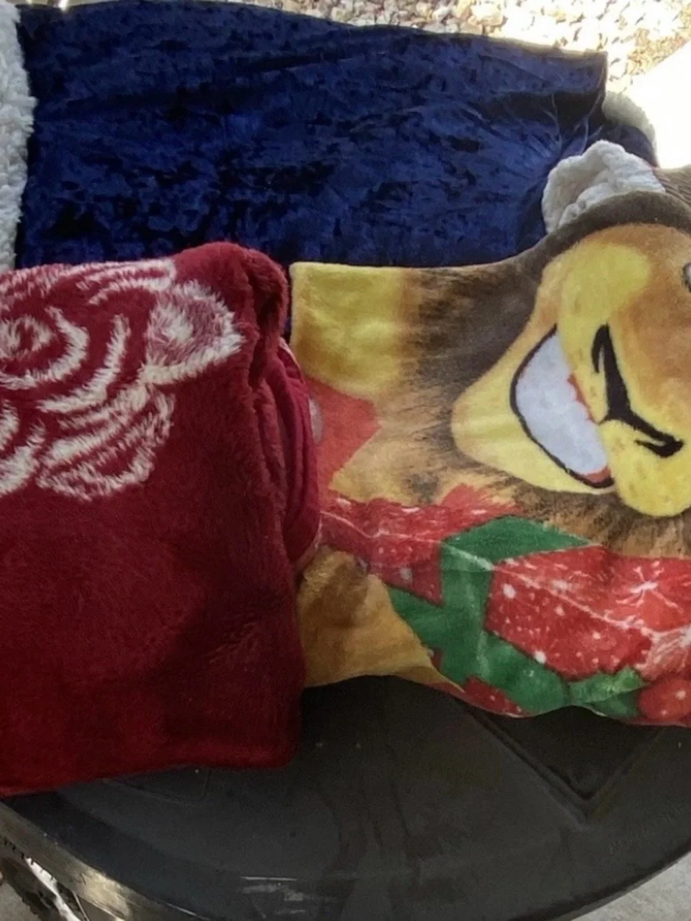 Plush Multi-Color Throw Blankets - Navy, Red, Yellow
